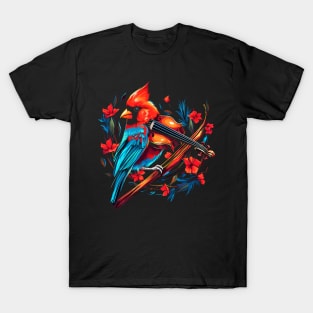 Cardinal Bird Playing Violin T-Shirt